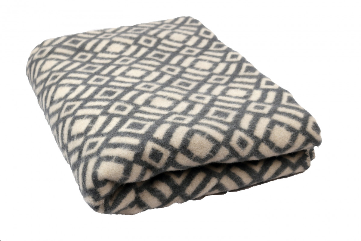 Одеяло шерстяное Жаккард арт.6 85%шерсть, 15%ПЕ (серый)