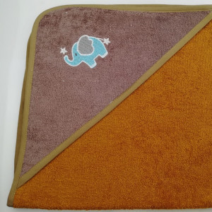 Уголок дет. махровый с вышивкой Слоненок (горчичный)