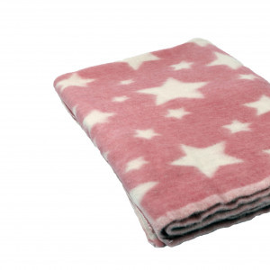 Одеяло Полушерстяное Звезды розовый 40% шерсть, 47%Пан, 13%хлопок
