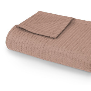 Плед-покрывало хлопковый коса коралловый